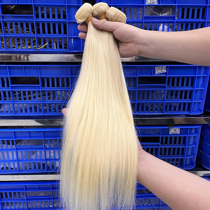 15A #613 Blonde Raw Single Donor Virgin Hair Weaving Straight