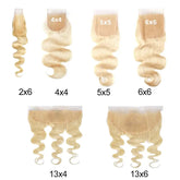 #613 Blonde Hair Transparent Lace Closure & Frontal Body Wave