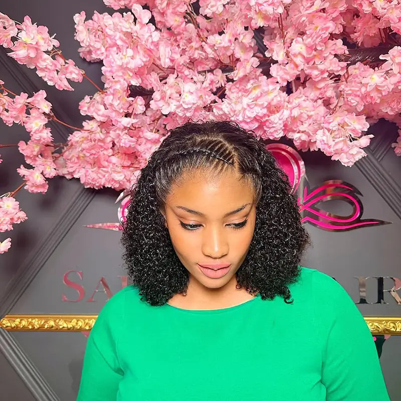 13x4 Double Drawn Frontal Raw Hair Wig Pixie Curl