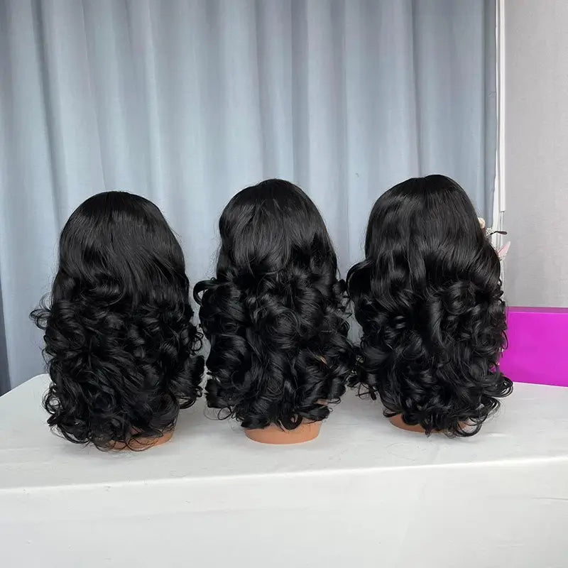 Double drawn 13x4 lace frontal wig bouncy curl 250% density