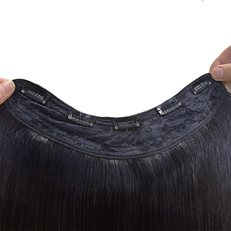 U-Shape One Piece 3/4 Full Head Clip-in Virgin Human Hair Extensions ...