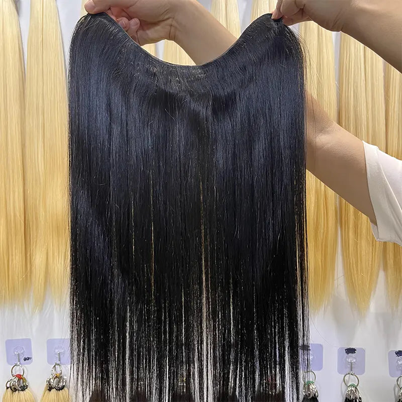 U-Shape One Piece 3/4 Full Head Clip-in Virgin Human Hair Extensions ...
