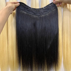 U-Shape One Piece 3/4 Full Head Clip-in Virgin Human Hair Extensions ...