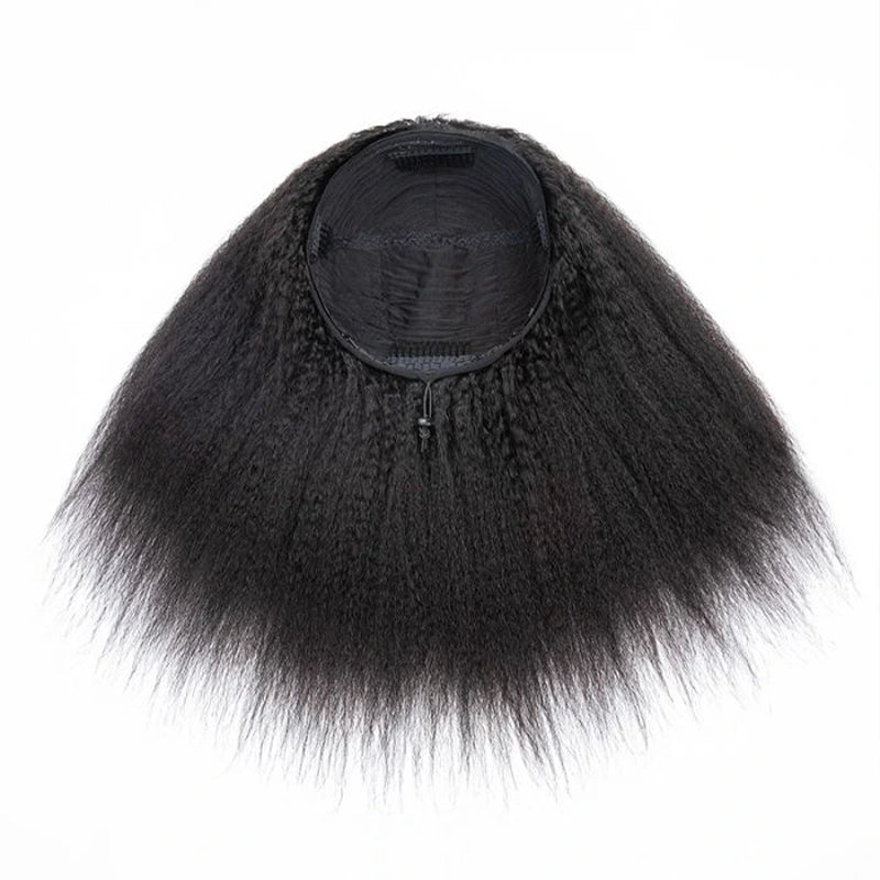 Kinky Straight & Curly 3 in 1 Half Wig: Versatile Ponytail & Headband Raw Hair Wig