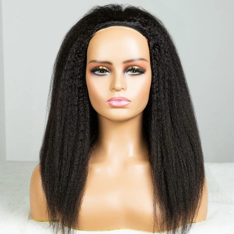 Kinky Straight & Curly 3 in 1 Half Wig: Versatile Ponytail & Headband Raw Hair Wig
