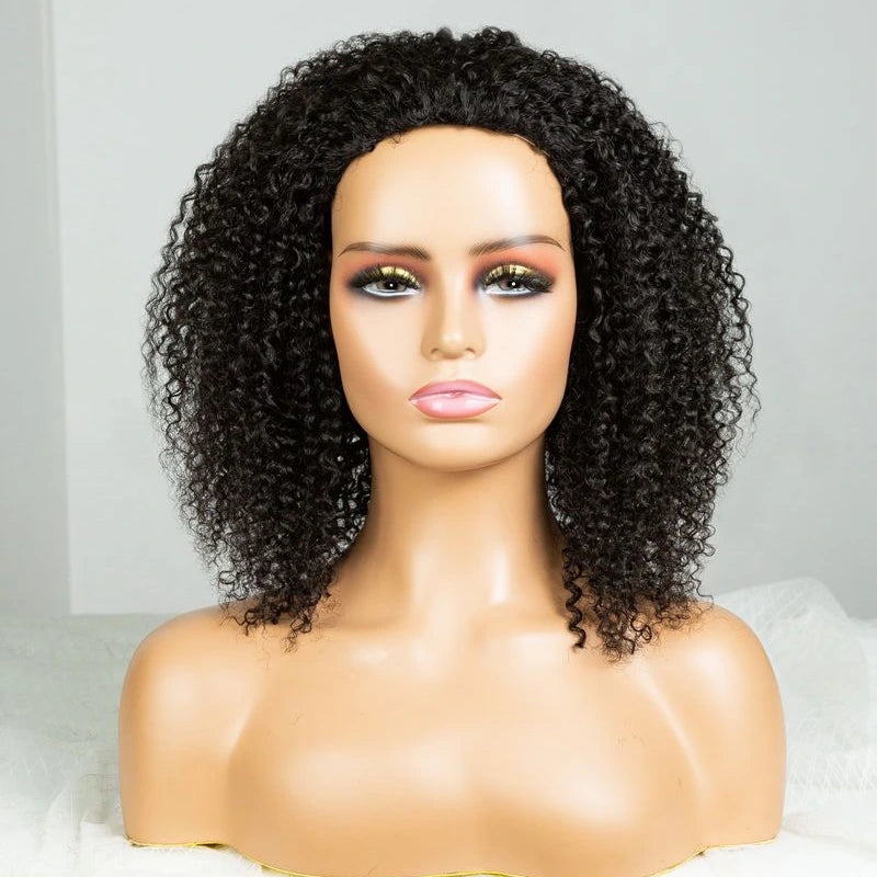 Kinky Straight & Curly 3 in 1 Half Wig: Versatile Ponytail & Headband Raw Hair Wig